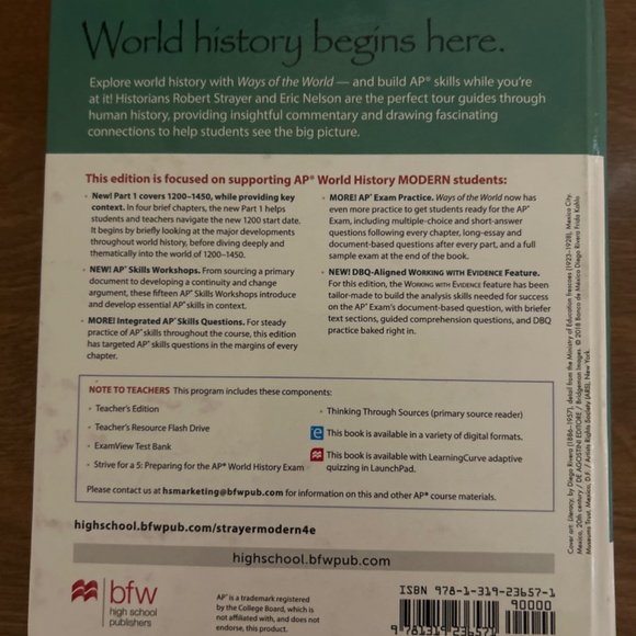 Ways of the World Fourth Edition AP World History MODERN Course Textbook - Picture 2 of 5